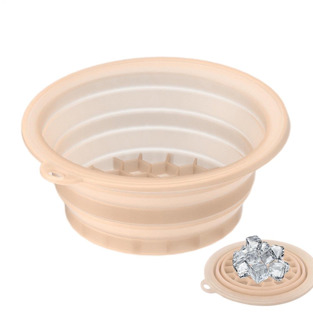 Yhsioaklo Foldable Face Bowl, 24 cm Silicone Ice Compress Basin with Integrated Tray and Hanging Handle