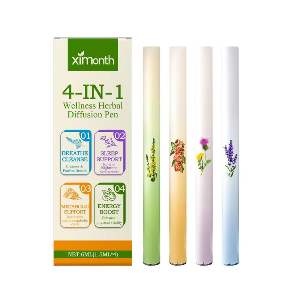 4-Piece Herbal Diffuser Pen Set, Cloudy Melatonin Inhaler Sticks for Breathing Ease & Stress Relief, Everyday & Travel