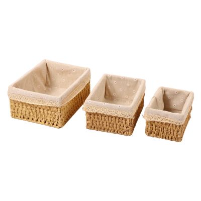 Ycauty Handwoven Straw Storage Basket Set, 3-Piece