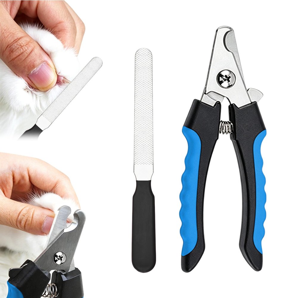Upgraded Pet Nail Clippers with File for Dogs and Cats, Blue/Black