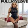 FULLJOYLOVE Women's Faux Leather Lingerie Bodysuit Set, Wet-Look PU Leather, Zipper, 4 Garter Straps, Gothic Style, Black, 4XL view 3