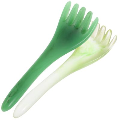 2-Piece Green Resin Scalp Massage Comb Set with Beeswax