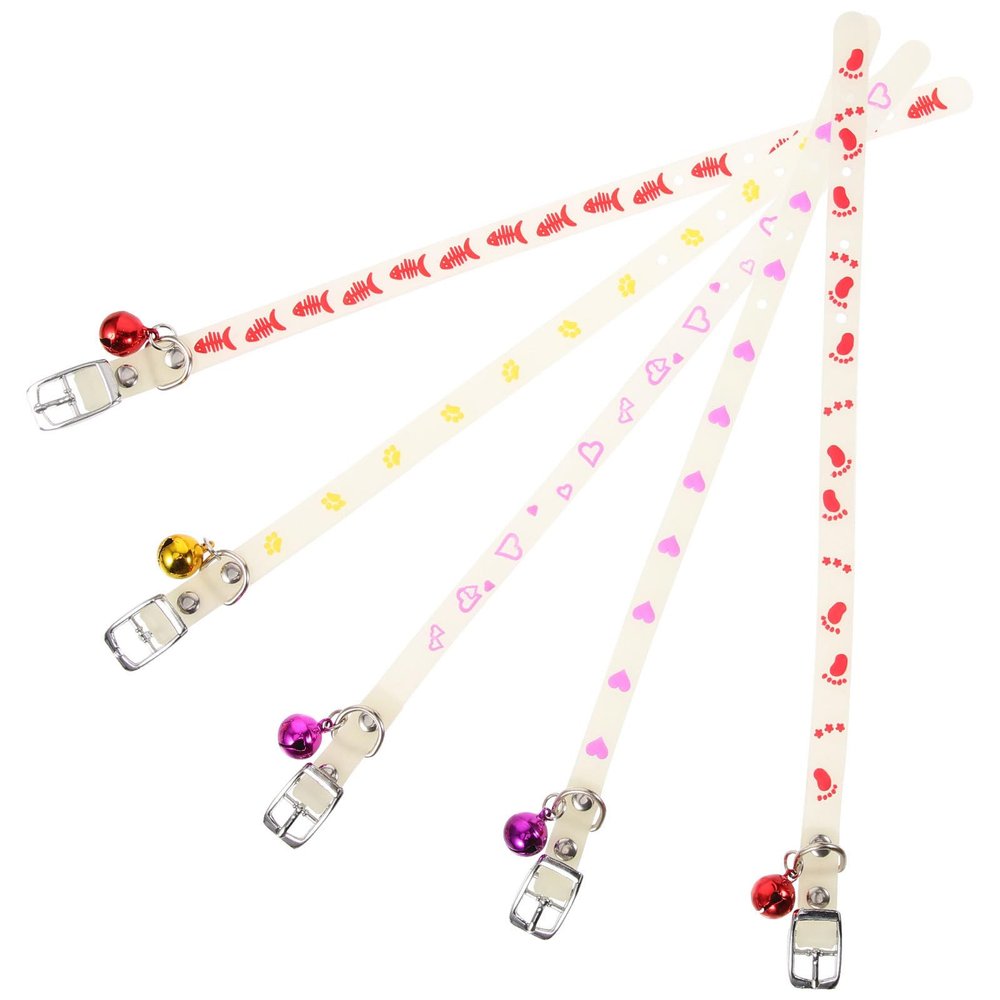 Fluorescent Silicone Pet Collars, 5-Pack, for Dogs and Cats