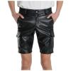 Men's Leather-Look Shorts, Black, Size S view 1