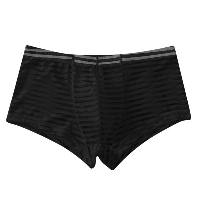 CEWIFO Men's Sheer Jockstrap Ice Silk Mesh Triangle Briefs, Low-Waist, Black, XXL