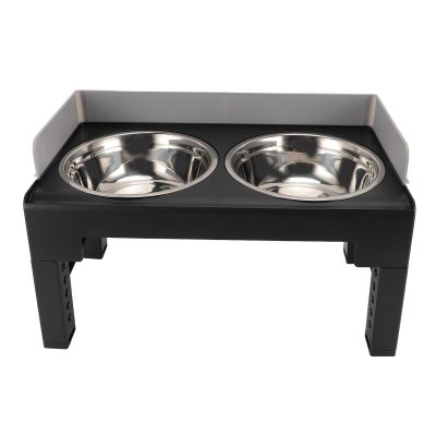 Alomejor Elevated, Adjustable Stainless Steel Dog Bowl for Medium and Large Dogs, Non-Slip, Leakproof Stand to Protect the Neck (Gray)