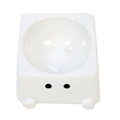 Elevated Stoneware Cat Bowl with 30° Tilt and Anti-Tip Base