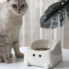 Elevated Stoneware Cat Bowl with 30° Tilt and Anti-Tip Base view 3