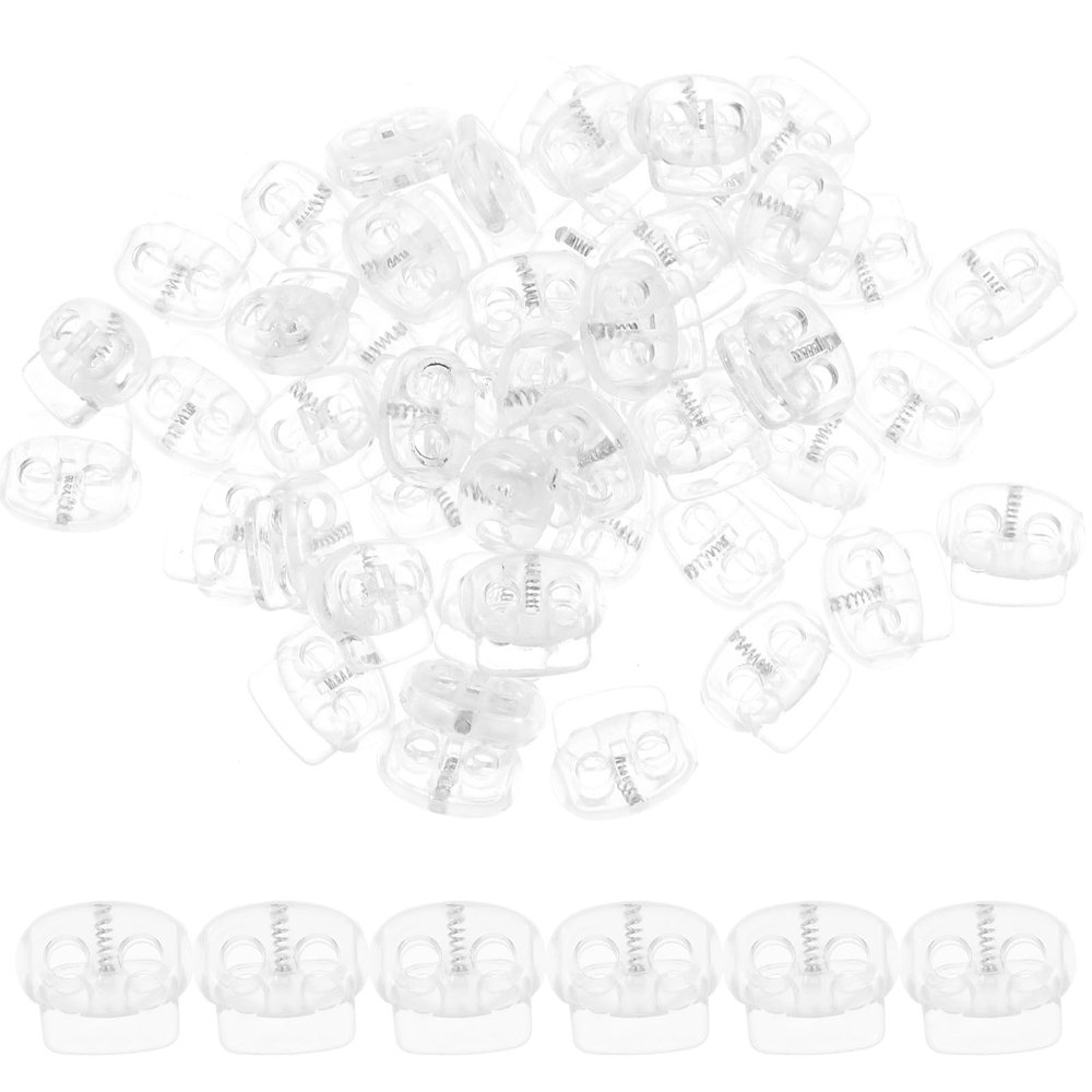 PHENOFICE Plastic Cord Locks, 50-Pack with Springs for DIY, Sportswear, and Shoelaces