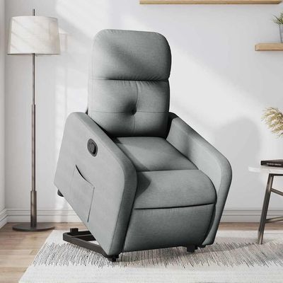 Molumvel Electric Lift Recliner Chair, Fabric TV Recliner with Motor, Senior Stand-Up Assistance, Light Gray