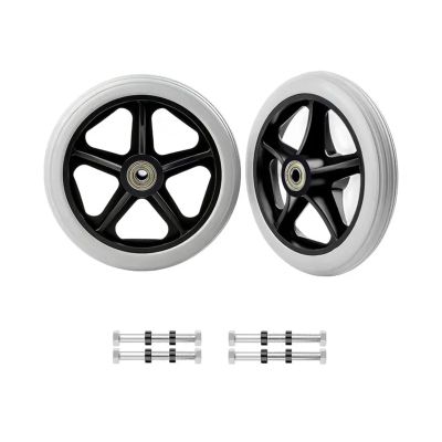 6-Inch Solid Rubber Replacement Wheels for Wheelchairs, Mobility Aids, and Rollators, 2-Pack