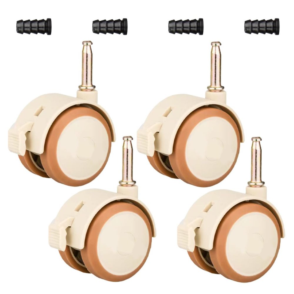 Didiseaon 4-Piece Rubber Swivel Casters for Cribs, PU, Quiet and Easy to Install