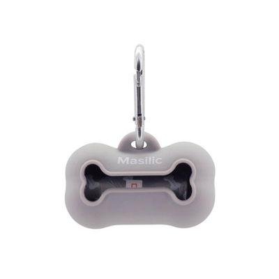 Masilic Silicone Dog Waste Bag Dispenser, Bone-Shaped, Gray