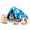 LUPEMCON Hedgehog Hideout Small Pet Cuddle Bed with Door Curtain, Warm Cotton Nest for Hedgehogs, Guinea Pigs, Chinchillas and Rabbits, Foldable Indoor Pet House (Blue) view 1
