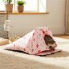 LUPEMCON Hedgehog Hideout Small Pet Cuddle Bed with Door Curtain, Warm Cotton Nest for Hedgehogs, Guinea Pigs, Chinchillas and Rabbits, Foldable Indoor Pet House (Blue) view 3