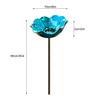 Bird Bath and Insect Waterer Garden Stake, Metal, Handcrafted Flower Design, Frost-Resistant Outdoor Decor (Blue, 1 pc) view 2