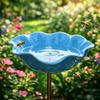 Bird Bath and Insect Waterer Garden Stake, Metal, Handcrafted Flower Design, Frost-Resistant Outdoor Decor (Blue, 1 pc) view 3