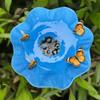 Bird Bath and Insect Waterer Garden Stake, Metal, Handcrafted Flower Design, Frost-Resistant Outdoor Decor (Blue, 1 pc) view 4