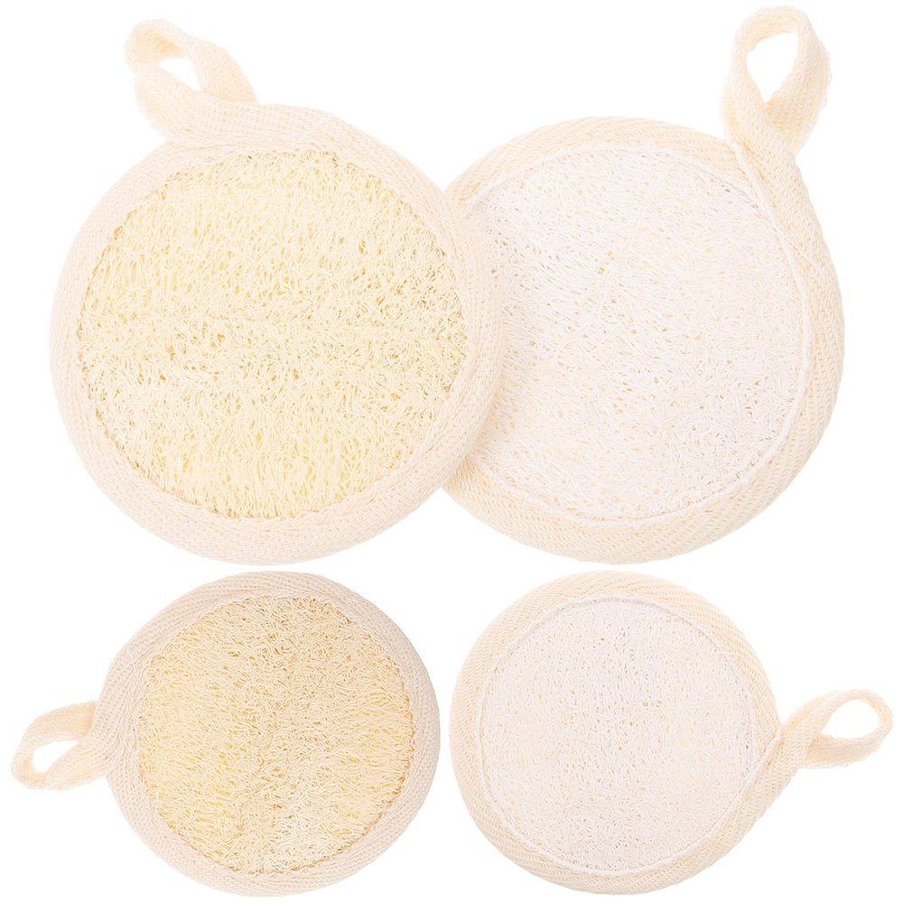 OKUMEYR Exfoliating Facial Pads, Gentle Face Scrub, 4-Piece Cotton-Linen Set