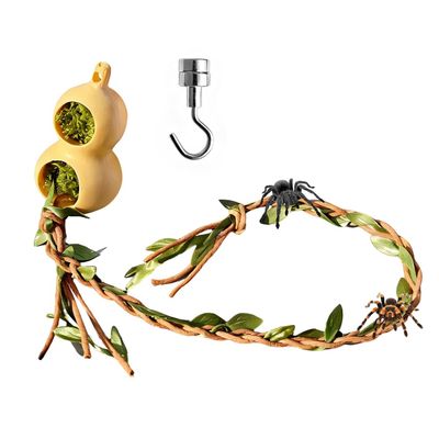 Jumping Spider Hide, Magnetic Climbing Cave with Simulated Vine Texture, Two-Hole Spider Cave for Small Arthropods in Terrariums