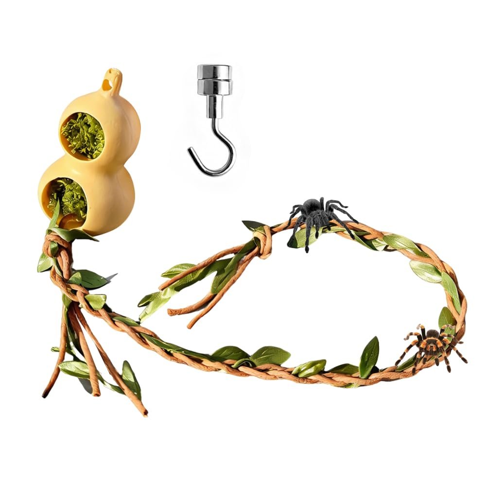 Jumping Spider Hide, Magnetic Climbing Cave with Simulated Vine Texture, Two-Hole Spider Cave for Small Arthropods in Terrariums