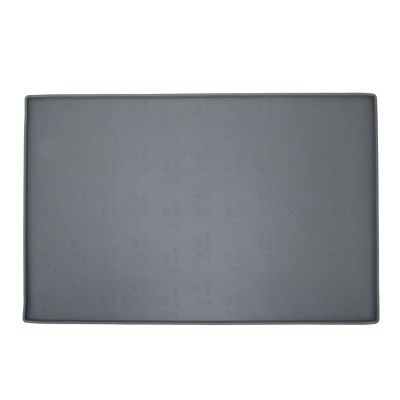 Pet Placemat, Spill-Resistant, Dishwasher-Safe, Non-Slip, Waterproof Silicone Dog Feeding Mat for Water Bowls, Gray