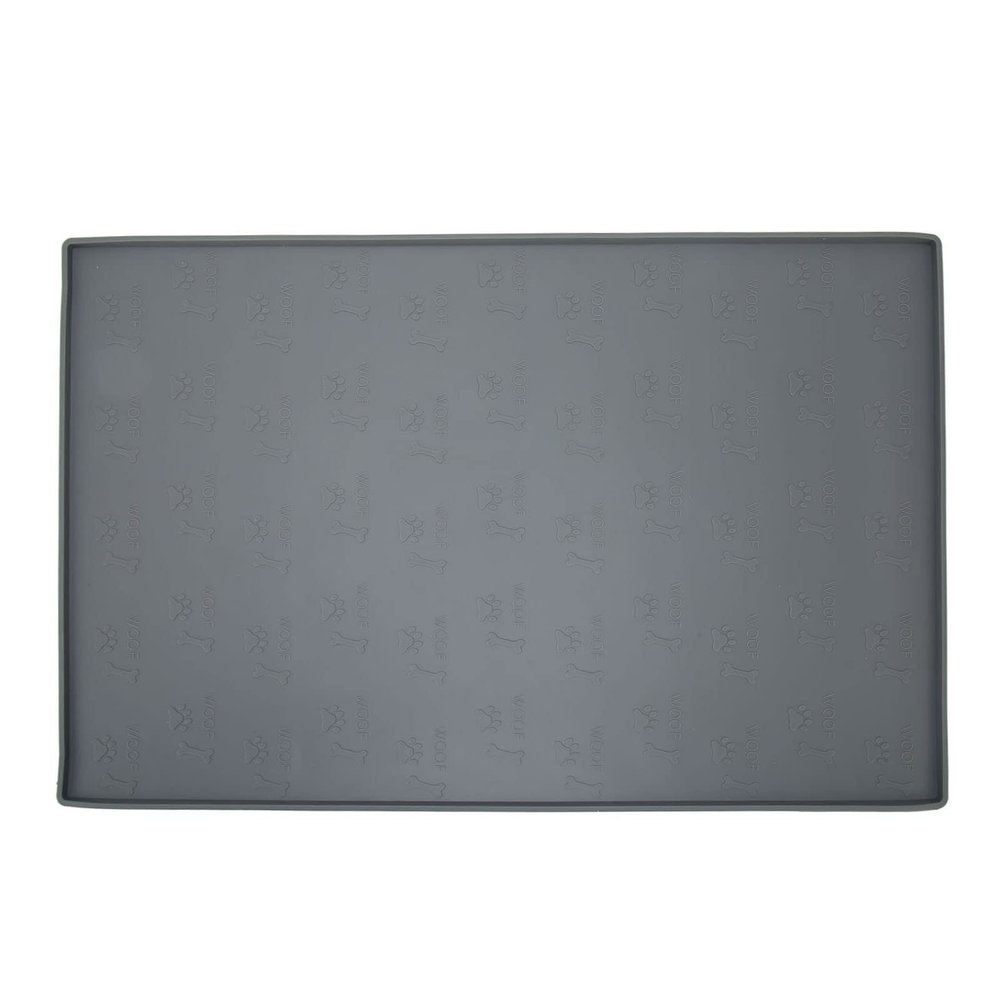 Pet Placemat, Spill-Resistant, Dishwasher-Safe, Non-Slip, Waterproof Silicone Dog Feeding Mat for Water Bowls, Gray