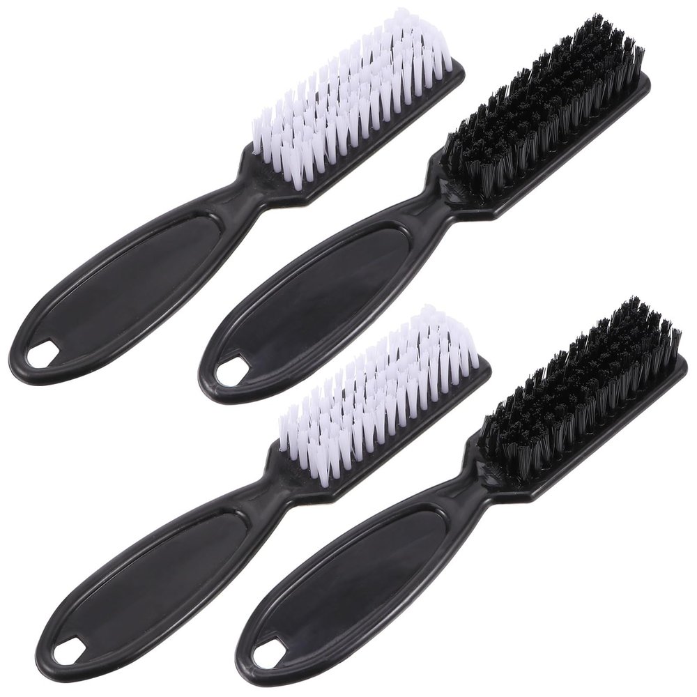 CORHAD 4-Piece Nylon Barber Brush Set for Loose Hair, White Cleaning Brushes with Smooth Surface