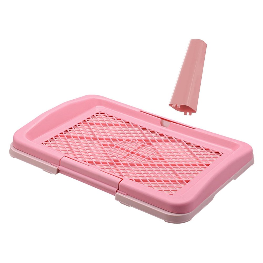 ZGUZMCMK Dog Toilet Training Tray with Grid, Puppy Potty Mat, Robust PP, 5.5 cm Raised Sides, Light Pink