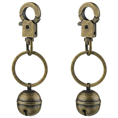 QEAS 2-Pack Retro Brass Pet Bells with Key Rings