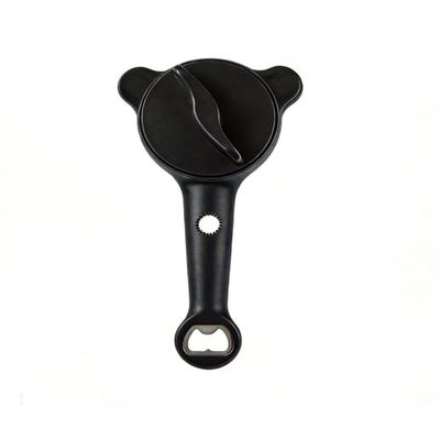 4-in-1 Adjustable Jar Opener, Multifunctional Lid Removal Tool for Jars, Bottles and Cans, Kitchen Aid for Seniors and People with Arthritis (Black)