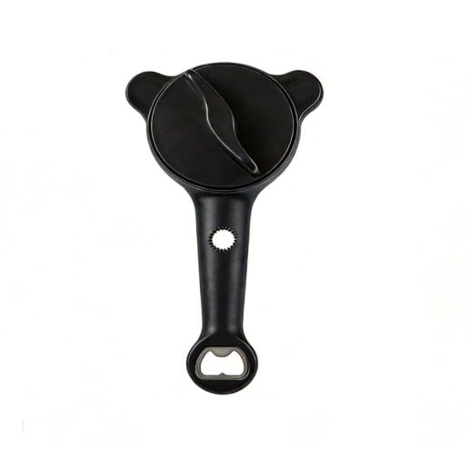 4-in-1 Adjustable Jar Opener, Multifunctional Lid Removal Tool for Jars, Bottles and Cans, Kitchen Aid for Seniors and People with Arthritis (Black)