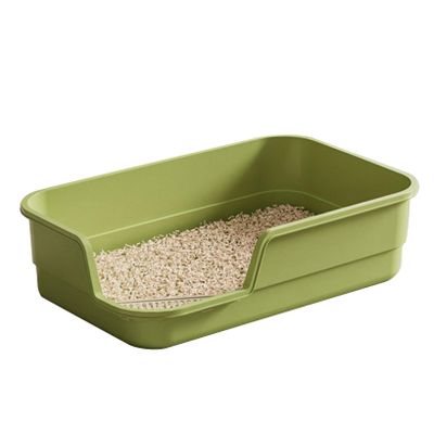 Large Open-Top Cat Litter Box with Scoop, Green
