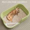 Large Open-Top Cat Litter Box with Scoop, Green view 3