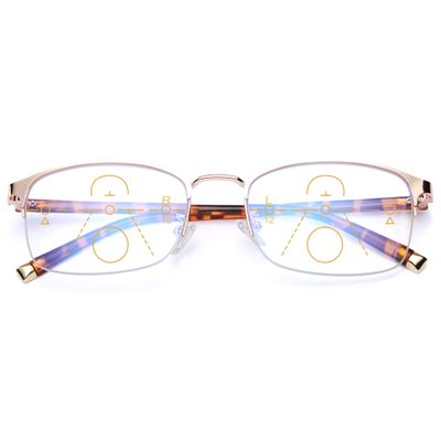 KOOSUFA Progressive Multifocal Reading Glasses, Gold Tortoise, 1.5