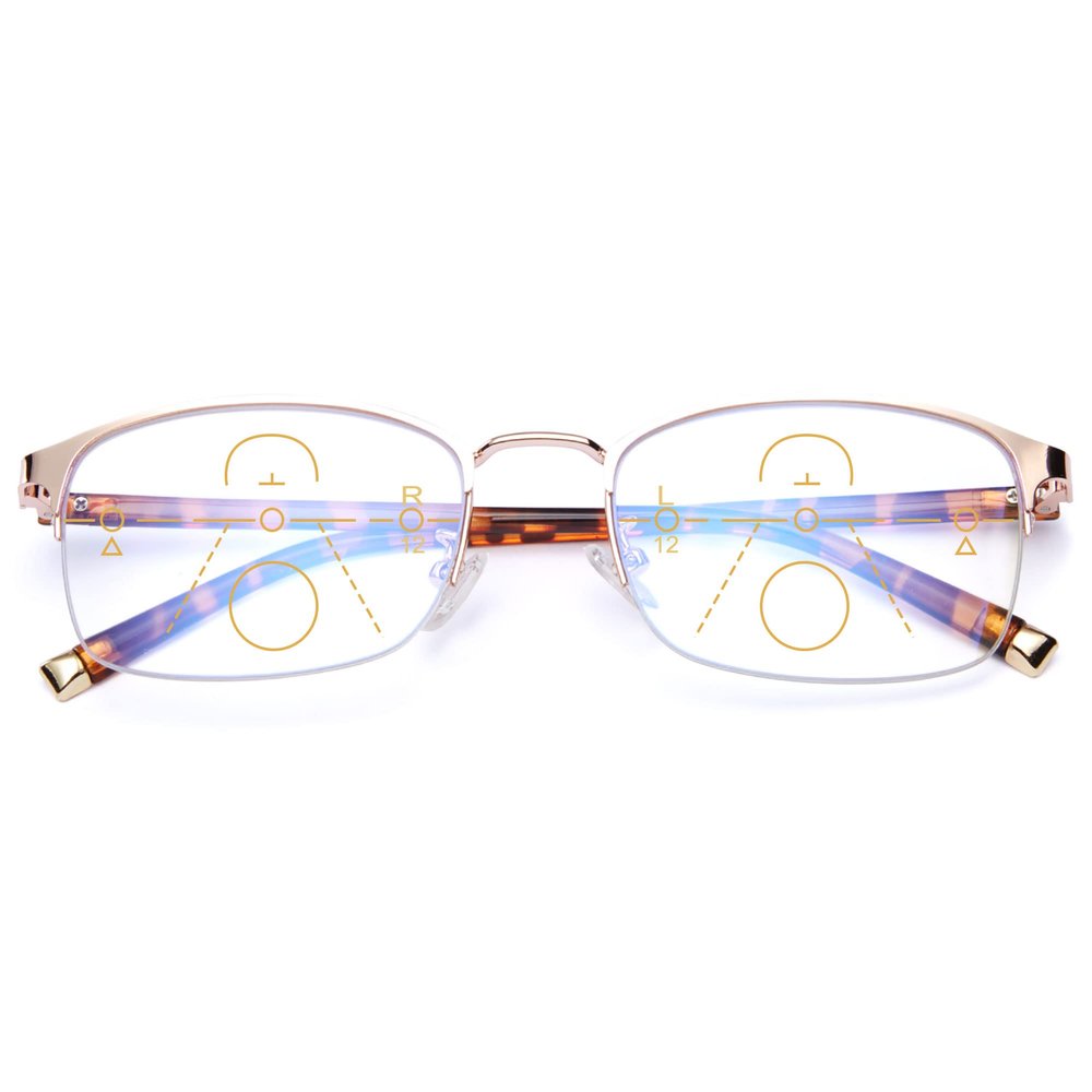 KOOSUFA Progressive Multifocal Reading Glasses, Gold Tortoise, 1.5