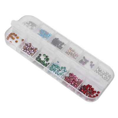 Srliya Shiny Nail Art Rhinestone Box, Smooth Resin, 12-Piece Manicure Set