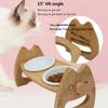 Ceramic Food Bowls for Dogs and Cats with Wooden Stand, Non-Slip, Matte Glaze, Food and Water Set, Small, White view 2
