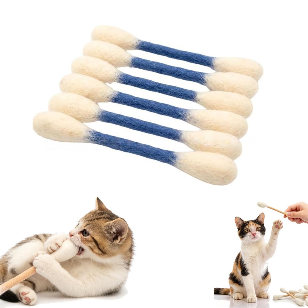 Giant Q-Tip Cat Toys, 6-Pack, Catnip Chew Toys for Kittens, Blue