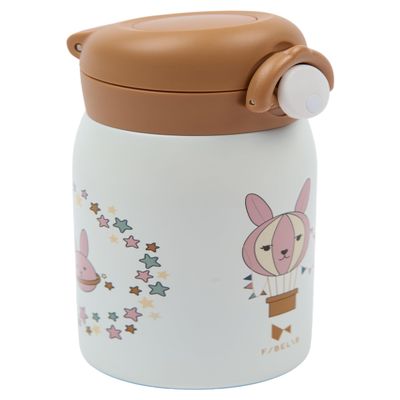 Fabelab Kids' Water Bottle 320 ml, Stainless Steel, Leakproof (Flyers Rabbit)