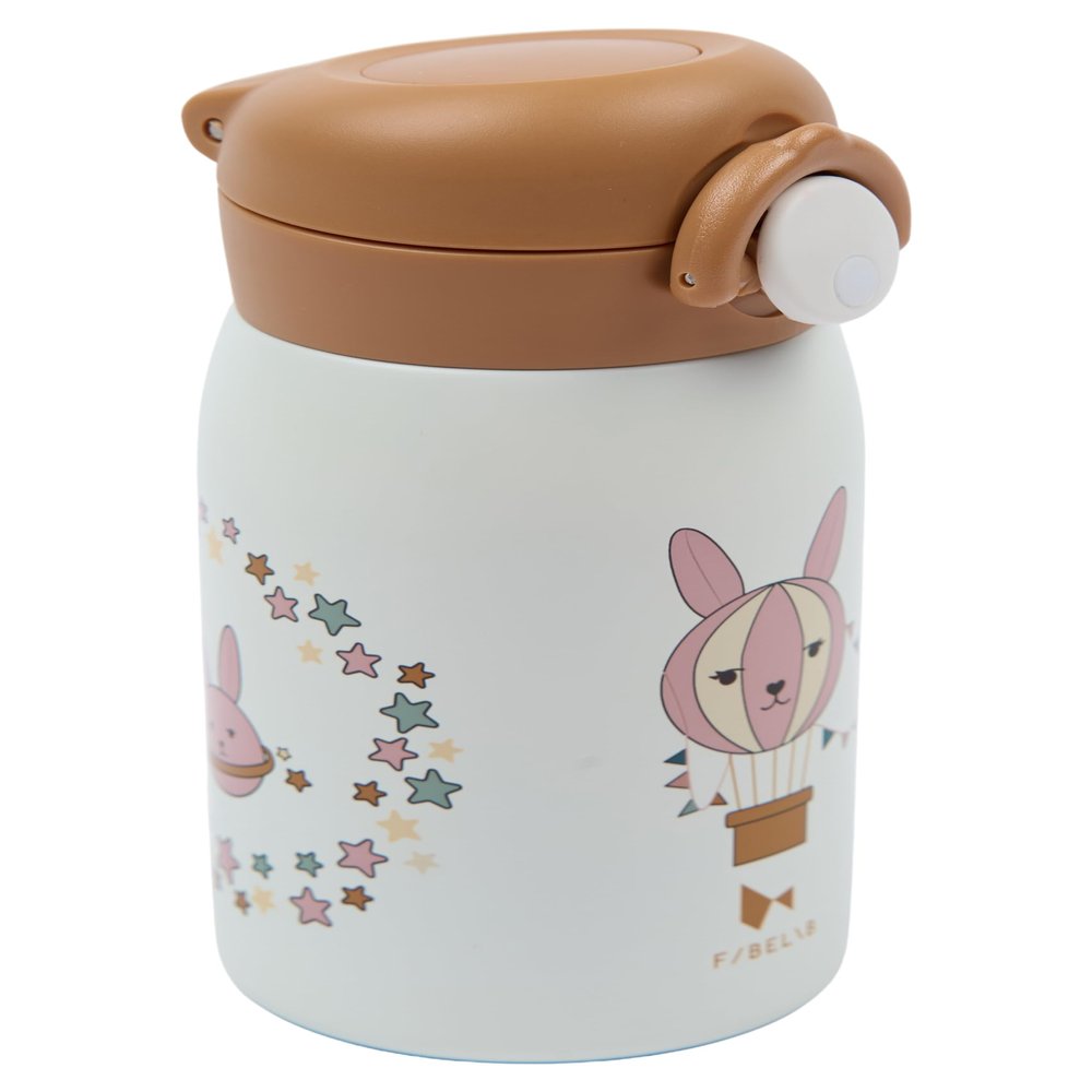 Fabelab Kids' Water Bottle 320 ml, Stainless Steel, Leakproof (Flyers Rabbit)