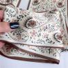 Elegant Long Floral Silk Scarf, White, One Size view 4