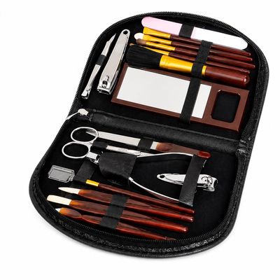 18-Piece Manicure and Makeup Set for Women in Black Zipper Case