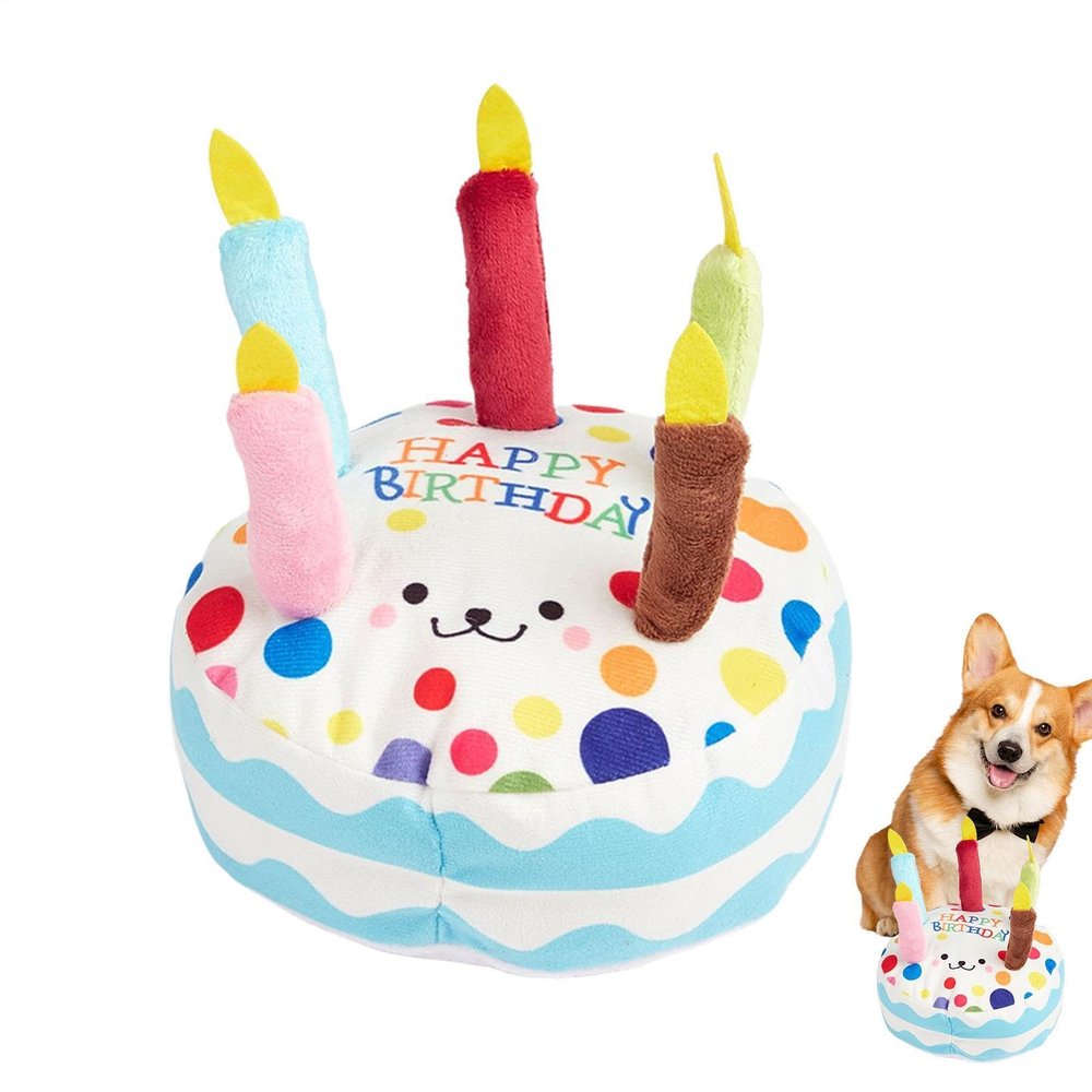 Generic Squeaky Stuffed Dog Toy, Birthday Cake