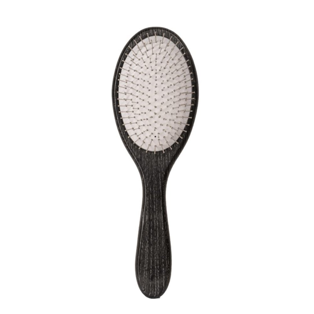 Paddle Hair Brush, Massage Comb, Detangling Hairdressing Brush with Metal Bristles, Antistatic, Black