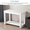 Generic Sturdy 2-Tier Aquarium Stand for Living Room, Heavy-Duty Aquarium Table and Reptile Shelf, White Steel Frame with Wood Shelf (Light Brown, 80 x 40 cm) view 2