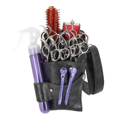Hairdressing Tool and Scissor Bag, PU Leather Belt Holster, Dark Gray
