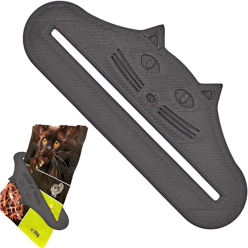 Generic Pet Food Bag Squeezer, Wet Food Dispensing Aid, Plastic Portable Tool for Easy Portioning at Home, Travel or Camping (Black)