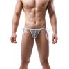 JIAHG Men's Mesh Thong, Transparent Breathable Low-Rise G-String with Drawstring Closure (White) view 2