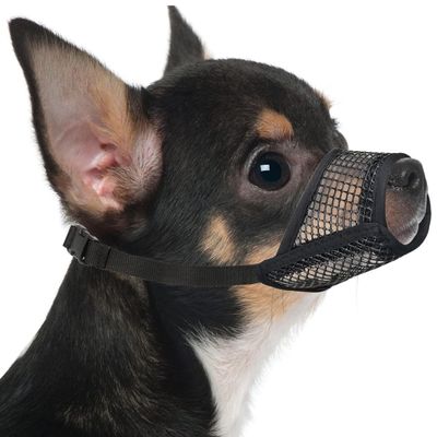 Soft Breathable Mesh Muzzle for Small Dogs, Black, XS